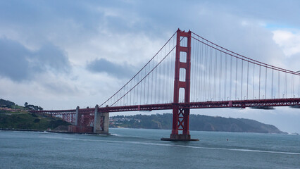 famous san francisco golden gate red bridge in america, california