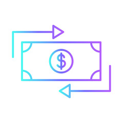 Revenue finance icons with purple blue outline style. payment, chart, graph, success, cash, stock, symbol. Vector Illustration