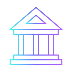 Bank finance icons with purple blue outline style. investment, outline, building, dollar, credit, commerce, collection. Vector Illustration