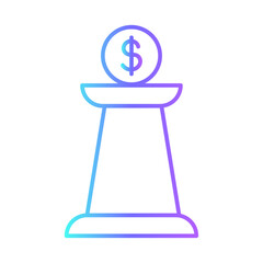 Strategy finance icons with purple blue outline style. design, set, development, teamwork, technology, communication, concept. Vector Illustration