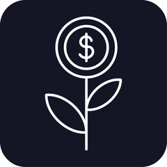 Growth finance icons with black filled outline style. sign, outline, graph, design, thin, increase, chart. Vector Illustration