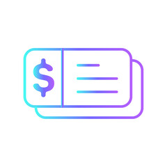 Check finance icons with purple blue outline style. success, vote, right, web, box, confirm, design. Vector Illustration