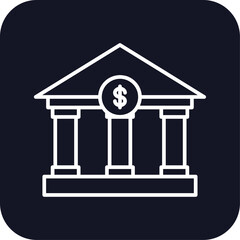 Bank finance icons with black filled outline style. investment, outline, building, dollar, credit, commerce, collection. Vector Illustration