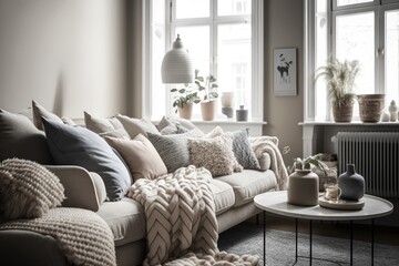 Modern home interior, living room Generative AI
