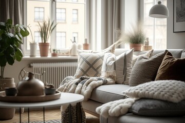 Modern home interior, living room Generative AI

