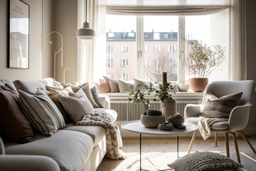 Modern home interior, living room Generative AI

