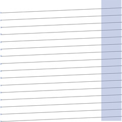 Obraz premium Notebook sheet lined at a slight angle. On the side there is a blue area for comments.