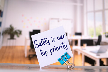 Text safety is our top priority on the short note texture background