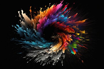 vibrant paint explosion on a dark backdrop. Generative AI