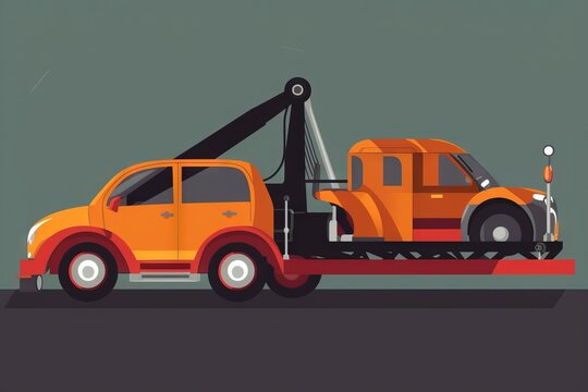 a flatbed tow truck with a crane on the back of it's flatbed tow truck, flatbed, flatbed, flatbed, flatbed, flatbed.  generative ai