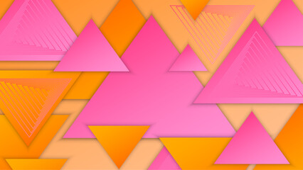 Abstract pink geometric shapes vector technology background, for design brochure, website, flyer. Geometric 3d shapes wallpaper for poster, certificate, presentation, landing page
