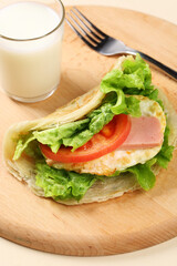 shredded pancake or Hand pancake of taiwan food(Hand cake),Nutritious breakfast,Chinese food,traditional street food