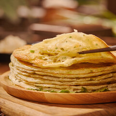 shredded pancake or Hand pancake of taiwan food(Hand cake),Nutritious breakfast,Chinese food,traditional street food