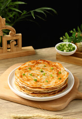 shredded pancake or Hand pancake of taiwan food(Hand cake),Nutritious breakfast,Chinese food,traditional street food