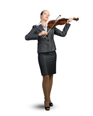 Obraz premium Young businesswoman playing the violin