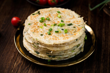 shredded pancake or Hand pancake of taiwan food(Hand cake),Nutritious breakfast,Chinese food,traditional street food