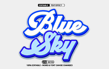 Blue sky 3d editable text effect vector template 