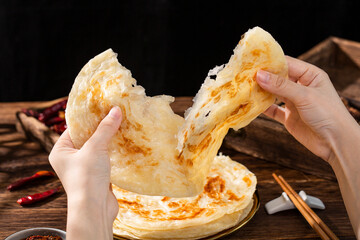 shredded pancake or Hand pancake of taiwan food(Hand cake),Nutritious breakfast,Chinese...