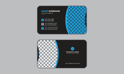 Simple double sided black color Business card template layout