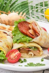 shredded pancake or Hand pancake of taiwan food(Hand cake),Nutritious breakfast,Chinese food,traditional street food