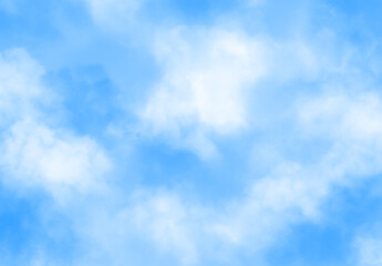 晴れた日の青空と雲水彩