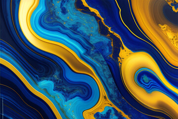 A colorful painting with blue and yellow swirls. Generative Ai