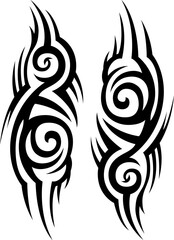 Naklejka premium Tribal tattoo. Silhouette illustration. Isolated abstract element.