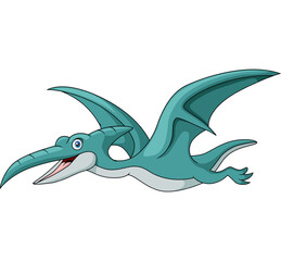 Cute pterodactyl cartoon on white background © artnovielysa