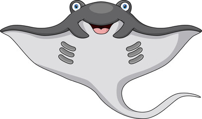 Cute stingray cartoon on white background © artnovielysa