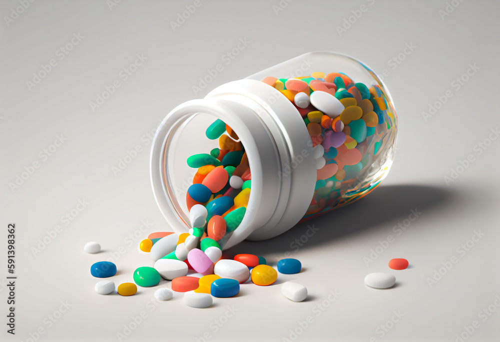 Aufkleber a close-up of a prescription pill bottle with a label indicating the name of the medication, dosage,
