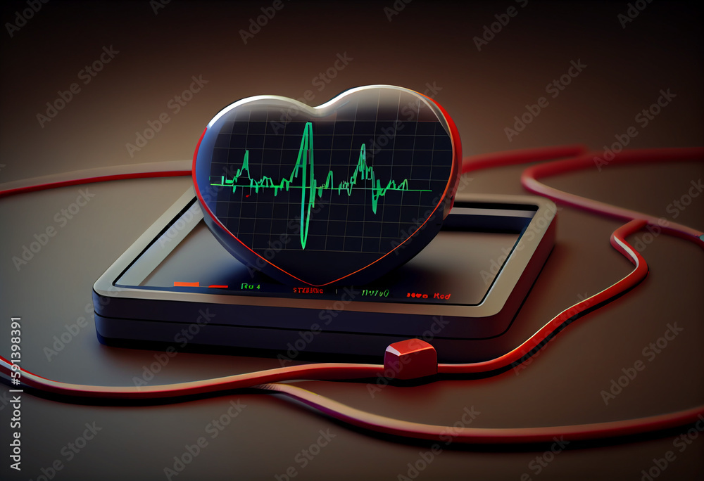 Aufkleber a heart rate monitor displaying a person's heart rate, with a line graph showing the ups and downs o