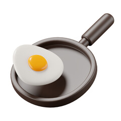 3d render of a fried egg on a frying pan.