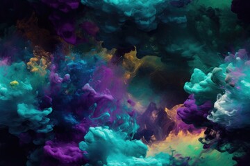 Naklejka na ściany i meble Purple and Blue Exploding Clouds of Color Underwater Oil Colors Seamless Repeating Repeatable Texture Pattern Tiled Tessellation Background Image