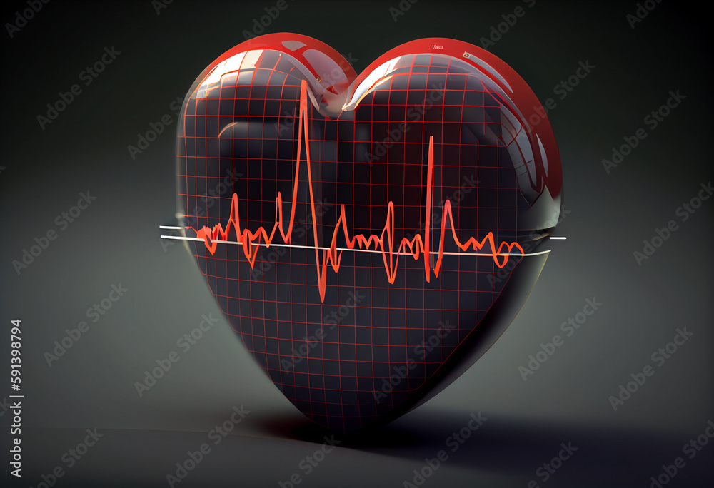 Poster a heart rate monitor displaying a person's heart rate, with a line graph showing the ups and downs o