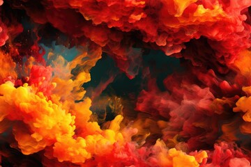 Naklejka na ściany i meble Red, Orange, and Yellow Exploding Clouds of Color Underwater Oil Colors Seamless Repeating Repeatable Texture Pattern Tiled Tessellation Background Image