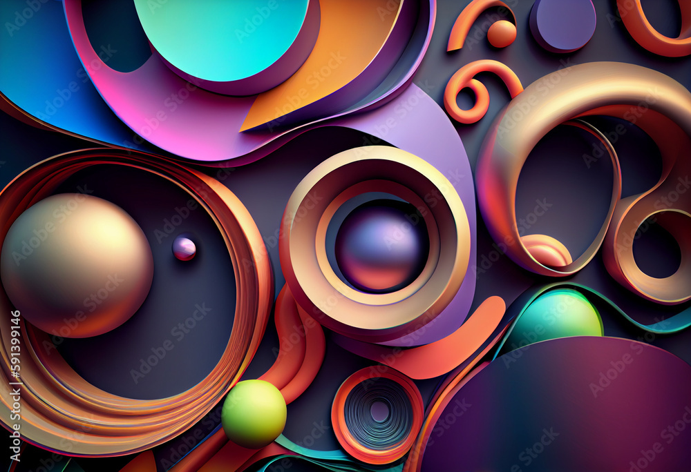 Aufkleber abstract background with circles. generative ai technology.