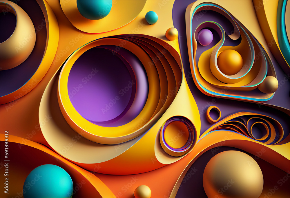 Aufkleber abstract background with circles. Generative AI technology.	