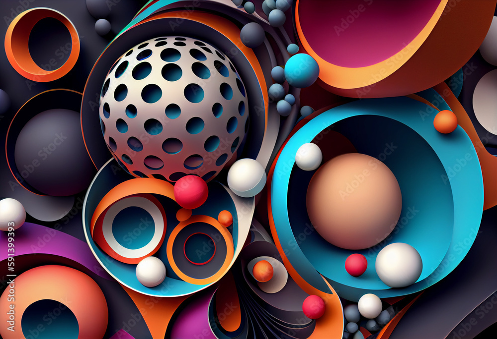 Aufkleber abstract background with circles. generative ai technology.