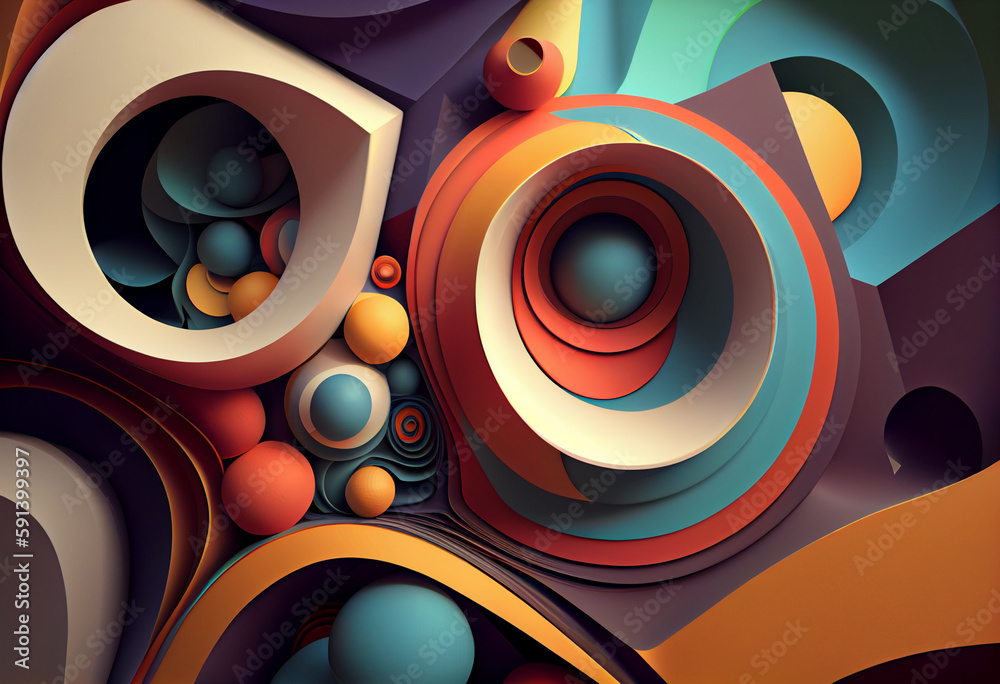 Aufkleber abstract background with circles. Generative AI technology.	
