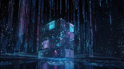Obraz premium 3D rendering of abstract digital technology background. Big data connection concept.Generative Ai
