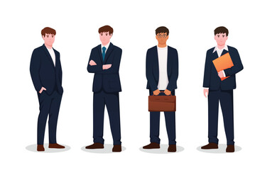 set of man in suit. businessman vector illustration	
