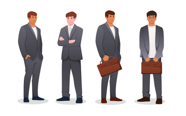 set of man in suit. businessman vector illustration	
