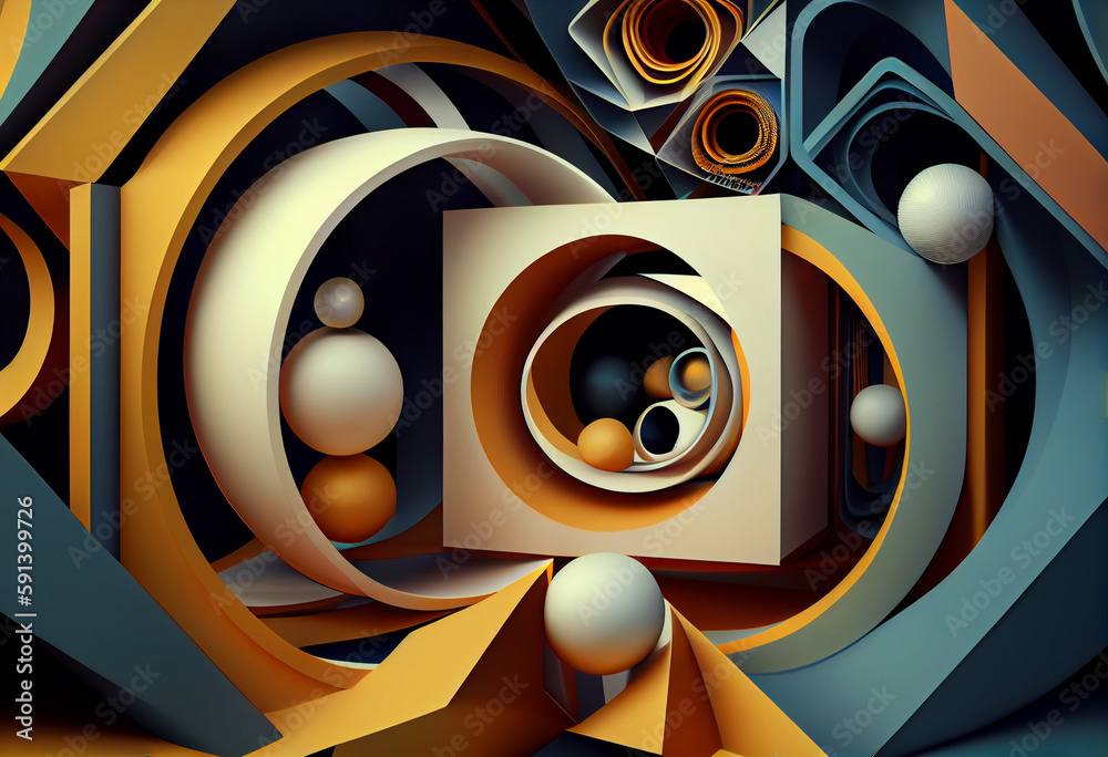 Poster abstract background visualization  with speakers  Generative AI technology.	