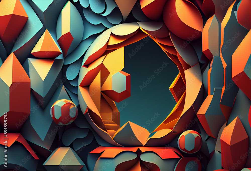 Poster abstract background visualization  with speakers  Generative AI technology.	