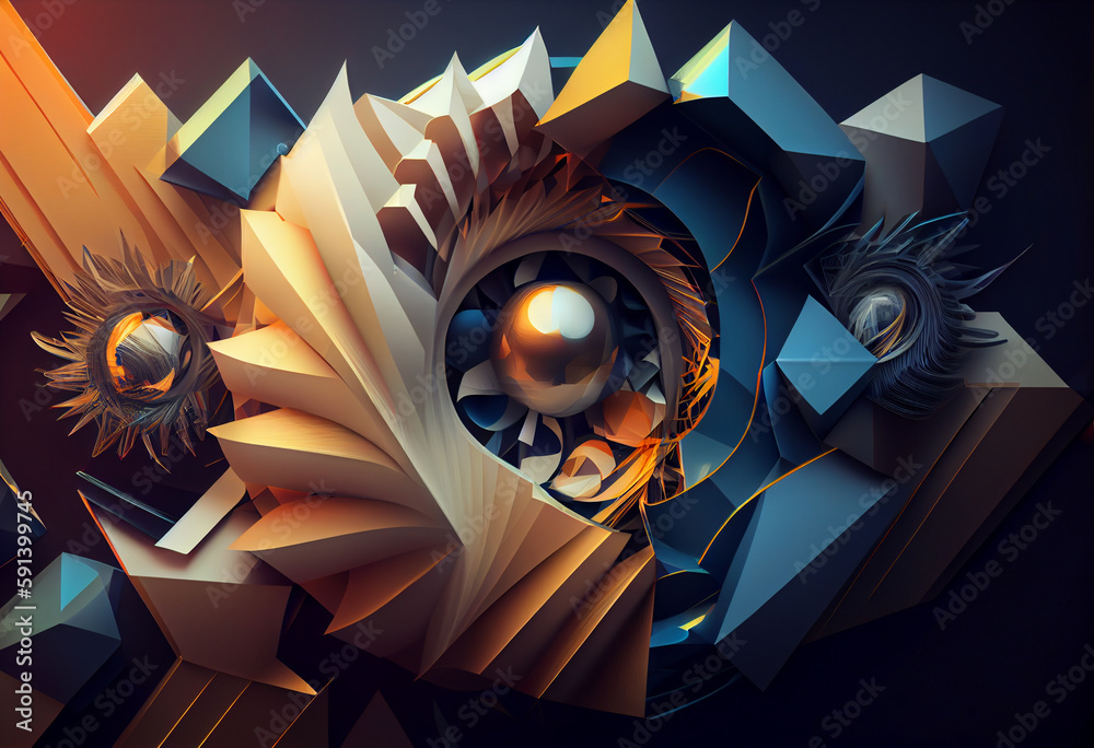 Poster abstract background visualization  with speakers  Generative AI technology.	