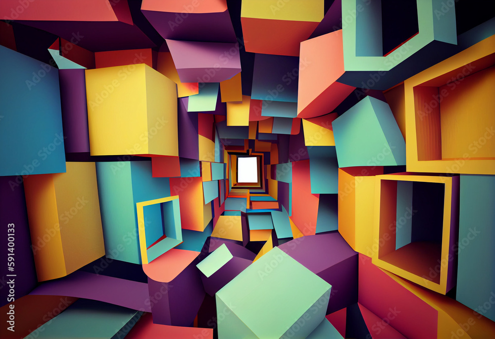 Leinwandbilder abstract background with colorful squares Generative AI technology.	