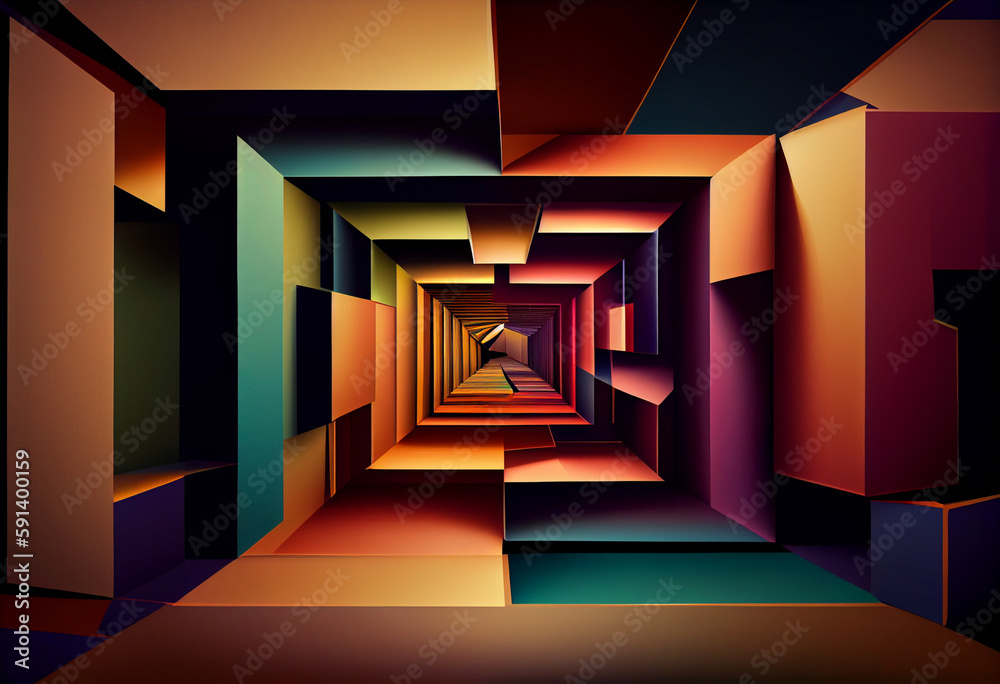 Fototapete abstract background with colorful squares Generative AI technology.	