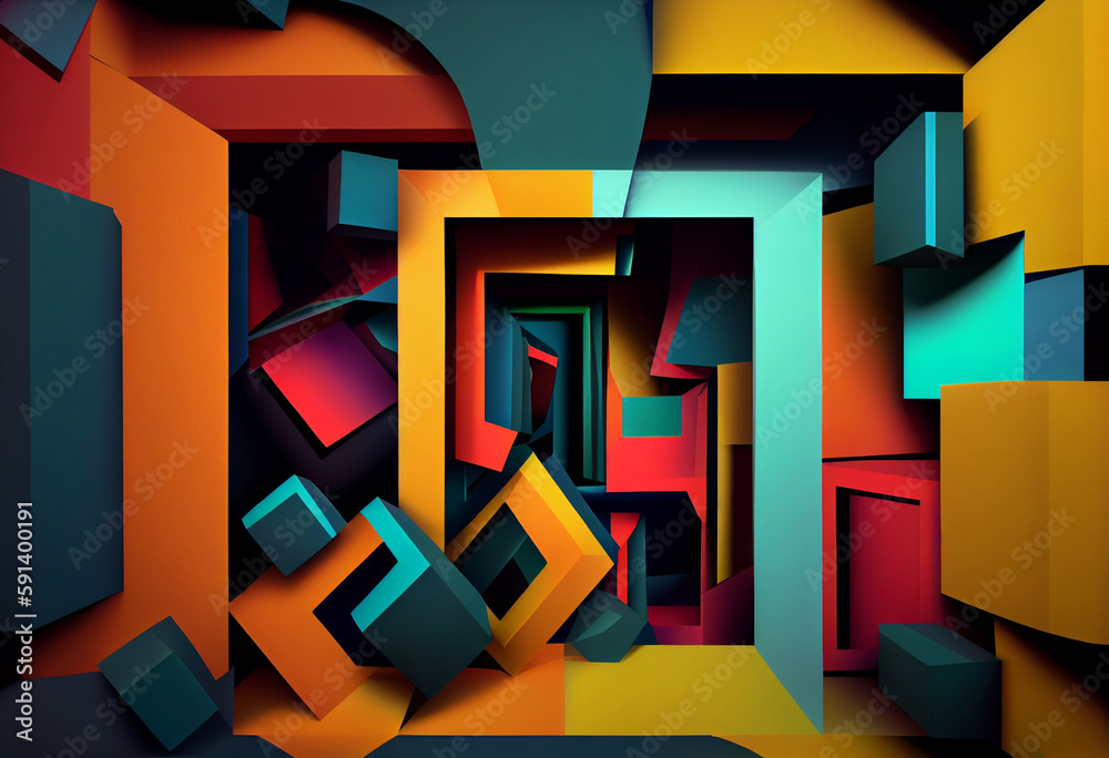 Leinwandbilder abstract background with colorful squares Generative AI technology.	