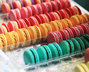 color macaroons as delicious sweet dessert