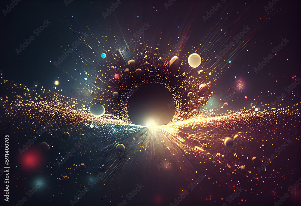 Poster abstract  background with rays. Generative AI technology.	